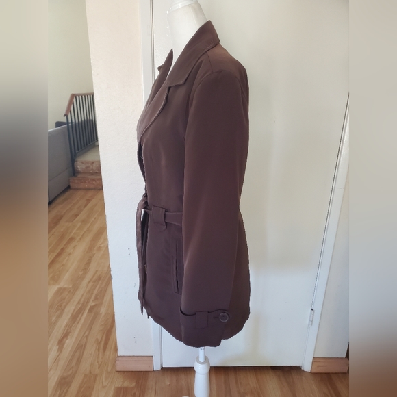 White Stag Chocolate Brown Women's Rain Trench Coat sz S 4/6 - Picture 2 of 9